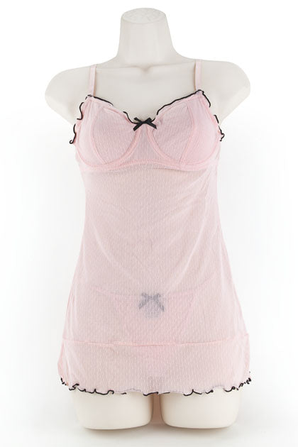 CHEMISE & G, DOT MESH PINK