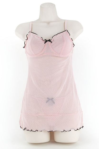 CHEMISE & G, DOT MESH PINK