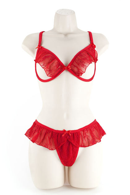 EXPOSED - UNDERWIRE BRA & G-LACE RED 2XL