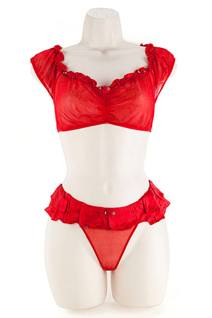 EXPOSED - CROP TOP SET, ROSEBUDS RED 2XL