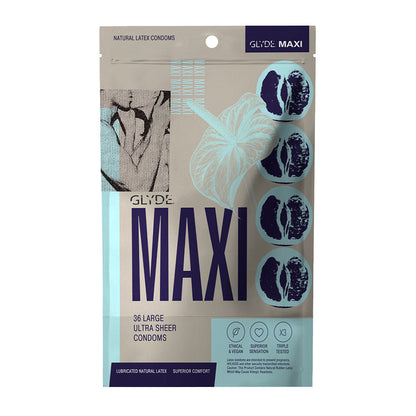 GLYDE CONDOMS - PRESERVATIVOS DE LATEX GLYDE MAXI EMBALAGEM DE 36 UNIDADES