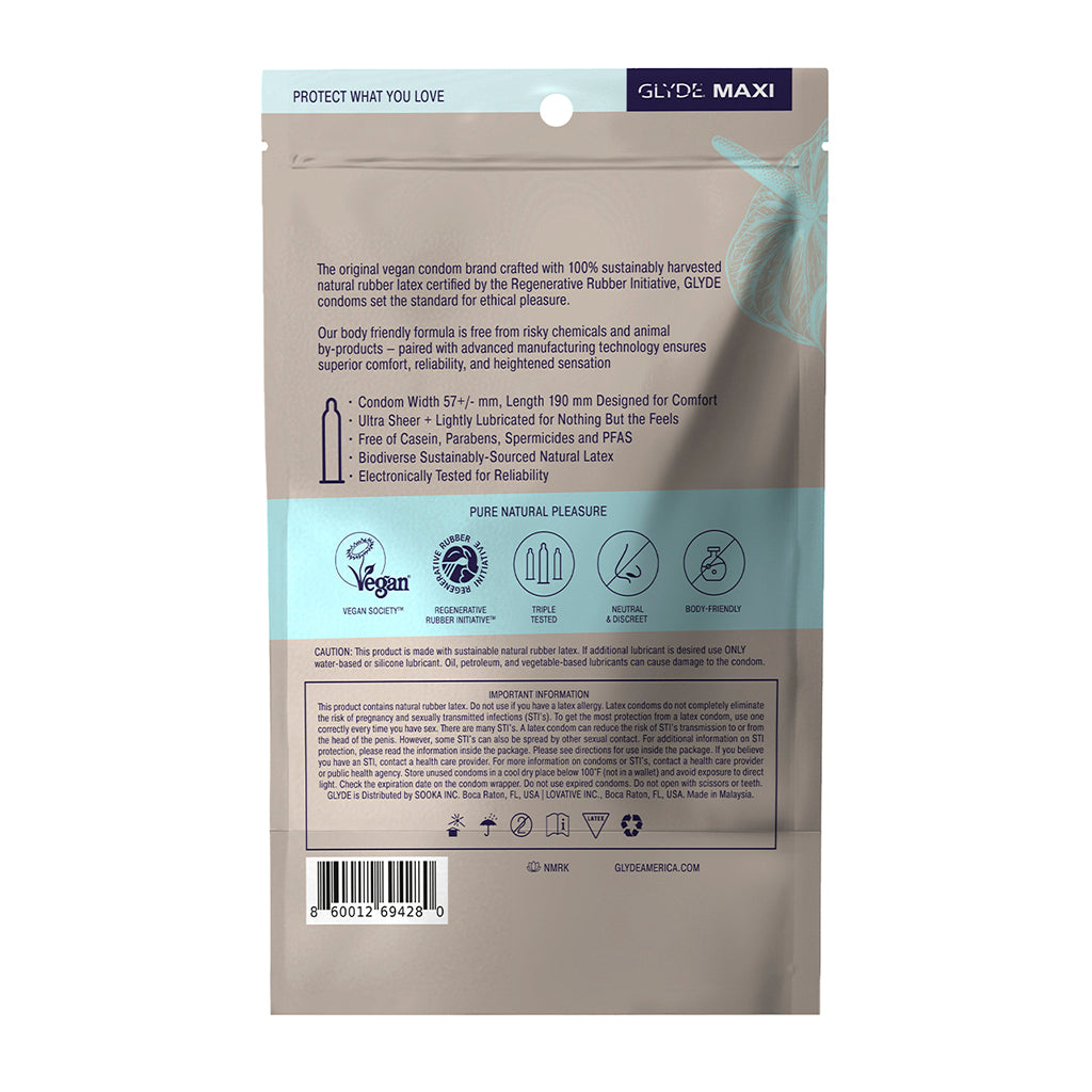 GLYDE CONDOMS - PRESERVATIVOS DE LATEX GLYDE MAXI EMBALAGEM DE 36 UNIDADES