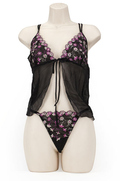 EXPOSED - BABY DOLL DAISY LACE NEGRO