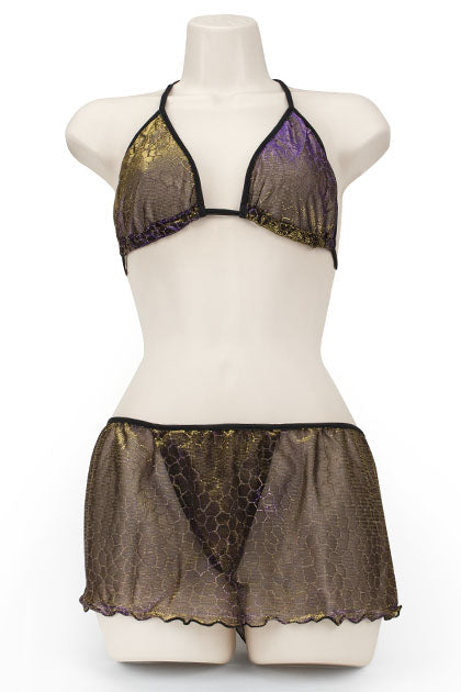 EXPOSED - BRA & SKORT IRIDESCENT BLACK