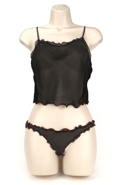 EXPOSED - CAMI/THONG TRIM NEGRO