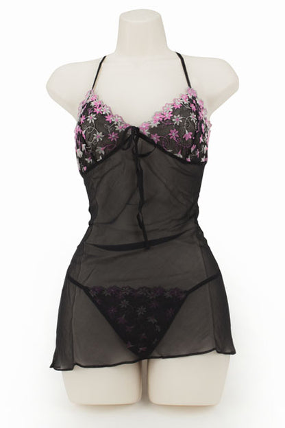 CHEMISE SET-DAISY LACE BLACK