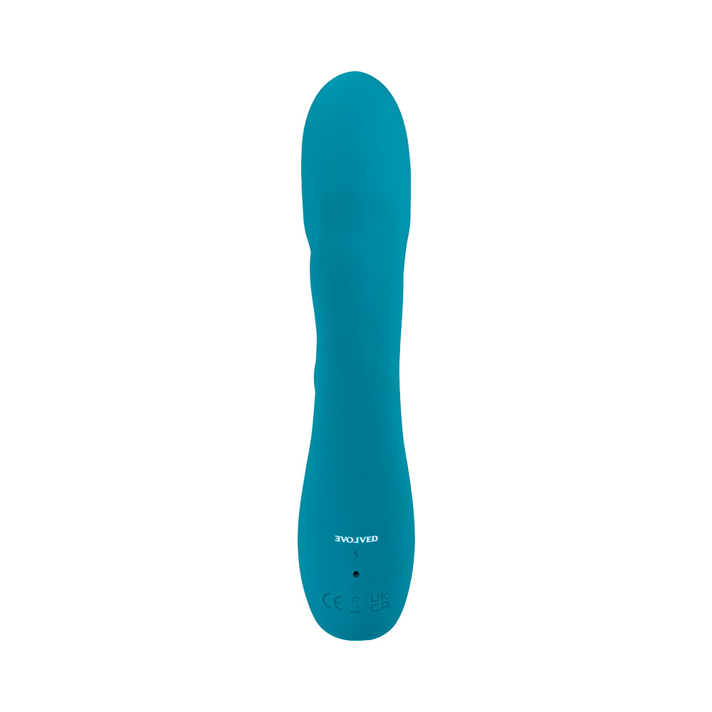 EVOLVED - FIERCE FLICKER VIBRADOR DE ESTIMULAÇÃO DUPLA RECARREGÁVEL EM SILICONE AZUL-PETRÓLEO
