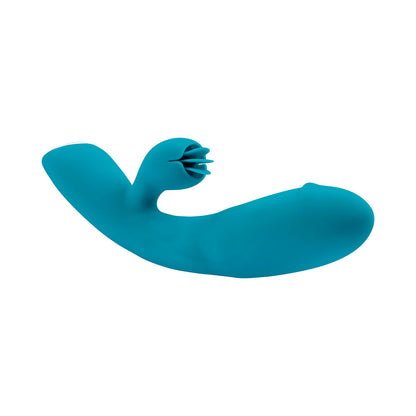 EVOLVED - FIERCE FLICKER VIBRADOR DE ESTIMULAÇÃO DUPLA RECARREGÁVEL EM SILICONE AZUL-PETRÓLEO