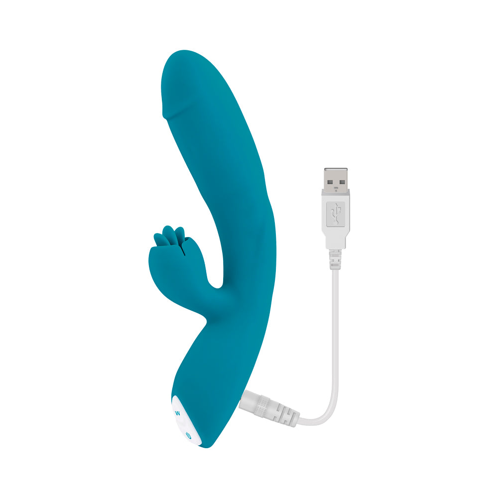 EVOLVED - FIERCE FLICKER VIBRADOR DE ESTIMULAÇÃO DUPLA RECARREGÁVEL EM SILICONE AZUL-PETRÓLEO