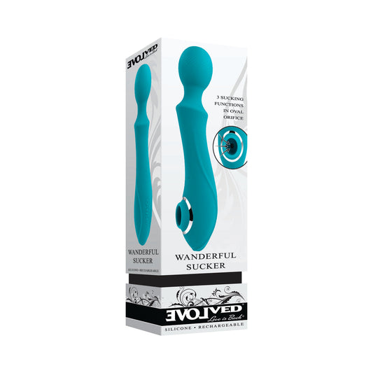 EVOLVED - WANDERFUL SUCKER VIBRADOR RECARREGÁVEL COM SUCÇÃO EM SILICONE TURQUESA