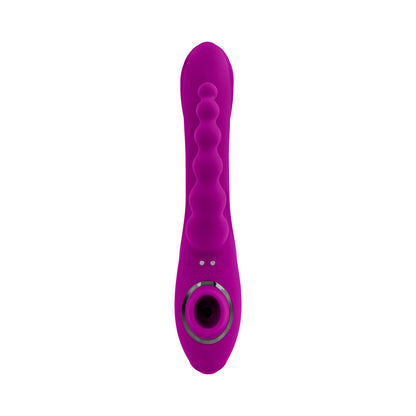 EVOLVED - FOURGASM RECHARGEABLE TRIPLE STIM VIBE WITH SUCTION SILICONE PURPLE