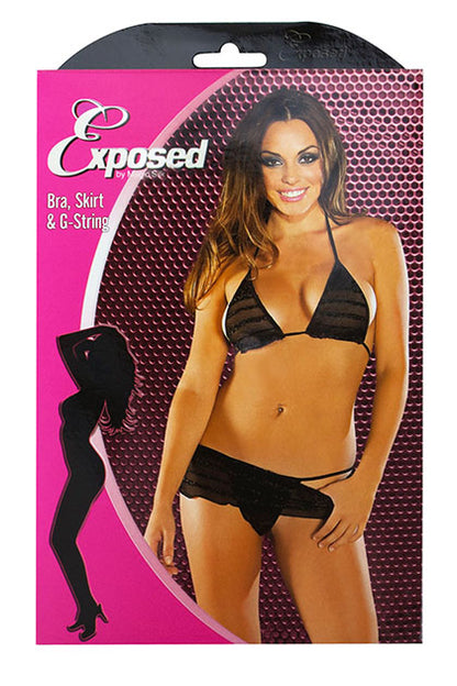 EXPOSED - O - L BRA & SKIRT SET NEGRO L/XL