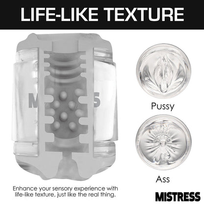 CURVE NOVELTIES - MISTRESS DOUBLE SHOT PUSSY AND ANAL MINI MASTURBATOR CLEAR