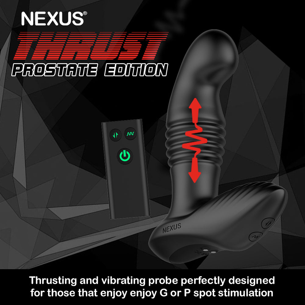 NEXUS - THRUST PROSTATE EDITION MASSAGADOR DE PRÓSTATA E PERÍNEO COM MOVIMENTO DE VAIVÉM E VIBRAÇÃO PRETO