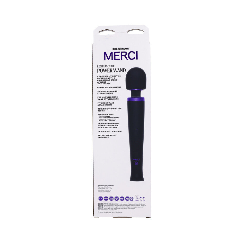 DOC JOHNSON - MERCI RECHARGEABLE POWER WAND ULTRA-POWERFUL SILICONE WAND MASSAGER BLACK VIOLET