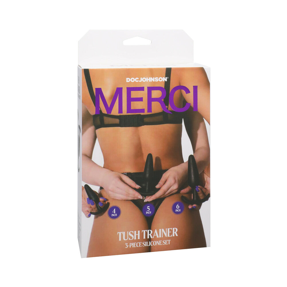 DOC JOHNSON - CONJUNTO DE 3 PLUGS ANAL EM SILICONE MERCI TUSH TRAINER PRETO
