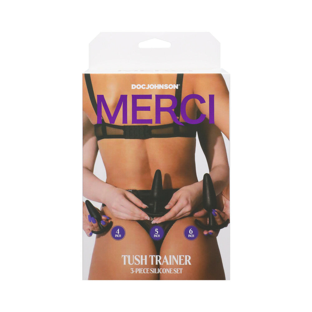 DOC JOHNSON - CONJUNTO DE 3 PLUGS ANAL EM SILICONE MERCI TUSH TRAINER PRETO