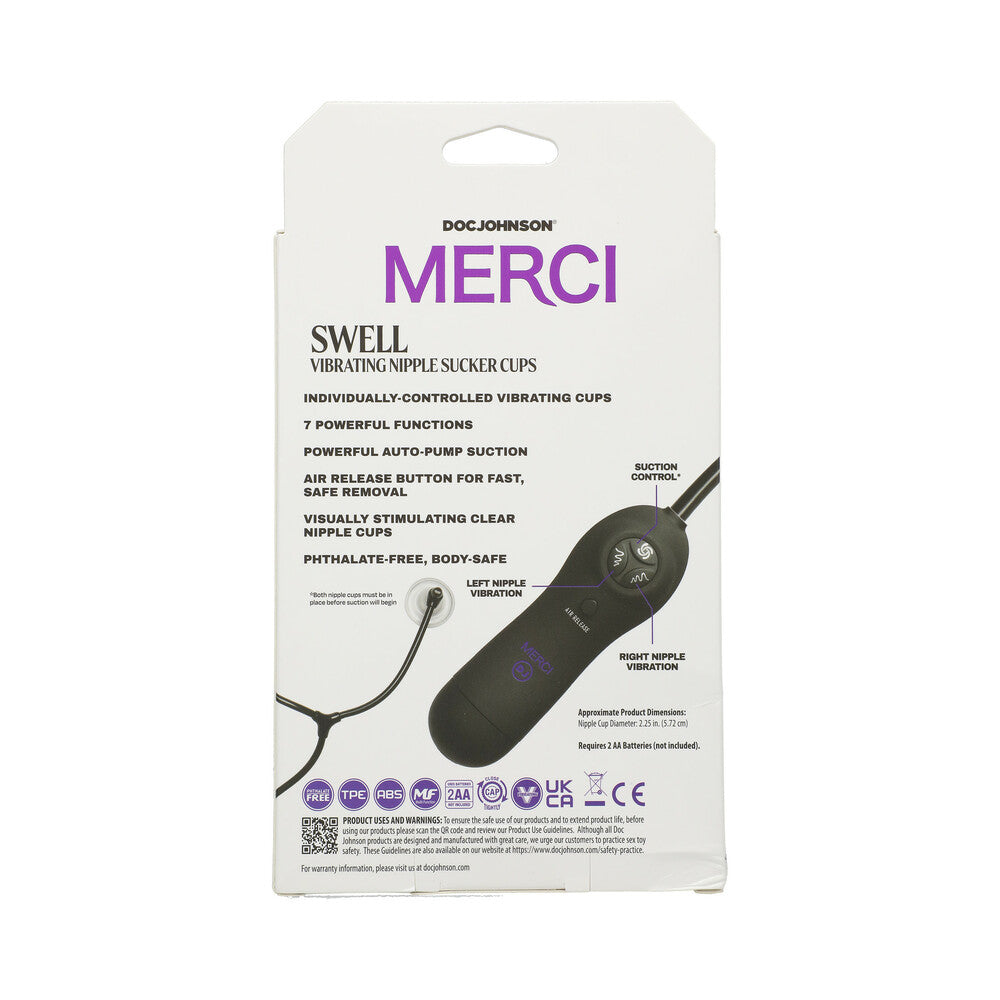 DOC JOHNSON - MERCI SWELL AUTO VIBRATING NIPPLE SUCKER CUPS BLACK