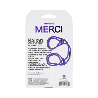 DOC JOHNSON - MERCI RESTRAIN 6MM HEMP WRIST OR ANKLE CUFFS