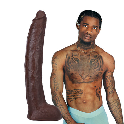 DOC JOHNSON - SIGNATURE COCKS DAMION DAYSKI ULTRASKYN DILDO WITH REMOVABLE VAC-U-LOCK SUCTION CUP 12IN CHOCOLATE