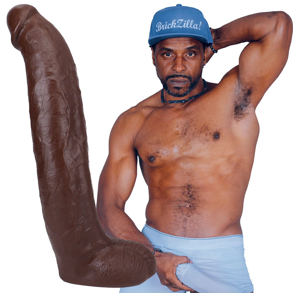 DOC JOHNSON - SIGNATURE COCKS BRICKZILLA ULTRASKYN COCK WITH REMOVABLE VAC-U-LOCK SUCTION CUP 13IN CHOCOLATE