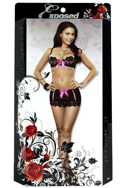 EXPOSED - BRA, SKIRT & G, SEQUIN BLACK