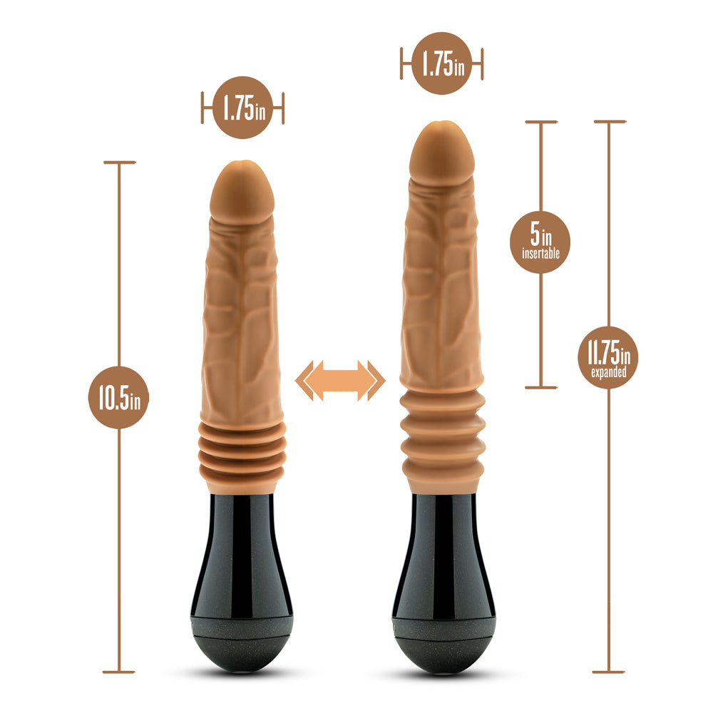 BLUSH - DR. SKIN SILICONE DR. ARTHUR DILDO TAN COM MOVIMENTOS DE IMPULSO, ROTAÇÃO E VIBRAÇÃO