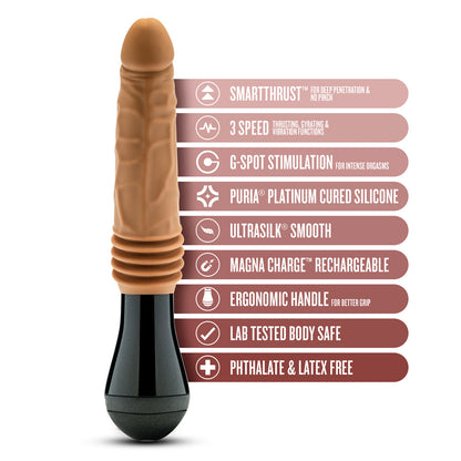BLUSH - DR. SKIN SILICONE DR. ARTHUR DILDO TAN COM MOVIMENTOS DE IMPULSO, ROTAÇÃO E VIBRAÇÃO