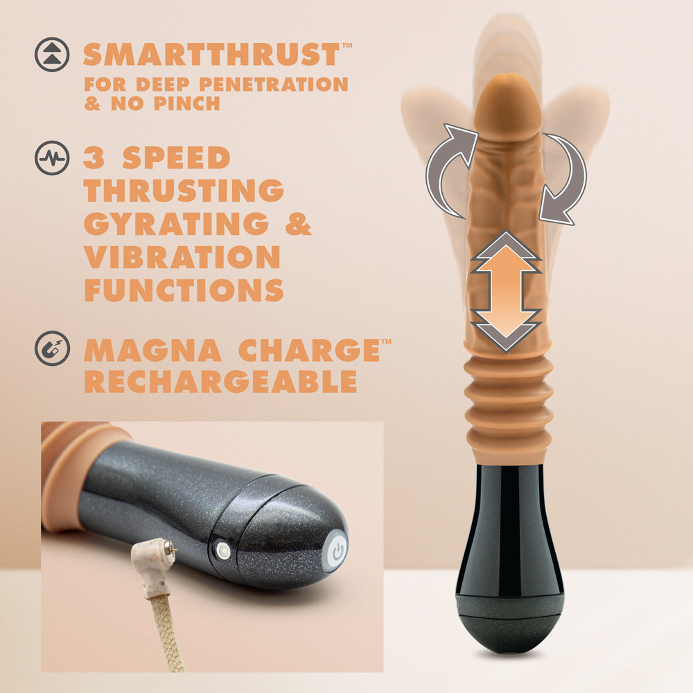 BLUSH - DR. SKIN SILICONE DR. ARTHUR DILDO TAN COM MOVIMENTOS DE IMPULSO, ROTAÇÃO E VIBRAÇÃO