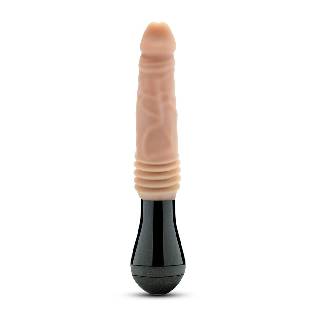 BLUSH - DR. SKIN SILICONE DR. KNIGHT 10.5 IN. THRUSTING, GYRATING & VIBRATING DILDO WITH HANDLE BEIGE