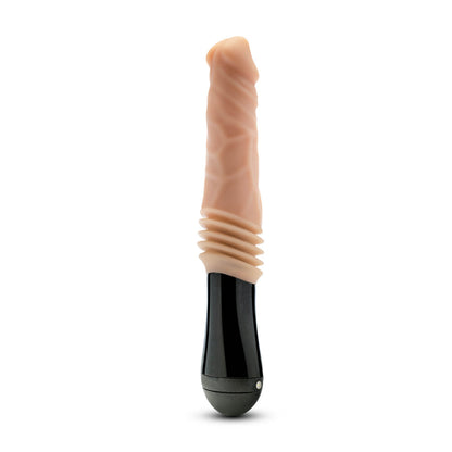 BLUSH - DR. SKIN SILICONE DR. KNIGHT 10.5 IN. THRUSTING, GYRATING & VIBRATING DILDO WITH HANDLE BEIGE