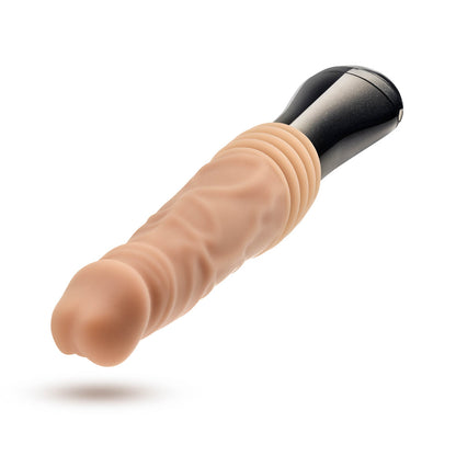 BLUSH - DR. SKIN SILICONE DR. KNIGHT 10.5 IN. THRUSTING, GYRATING & VIBRATING DILDO WITH HANDLE BEIGE