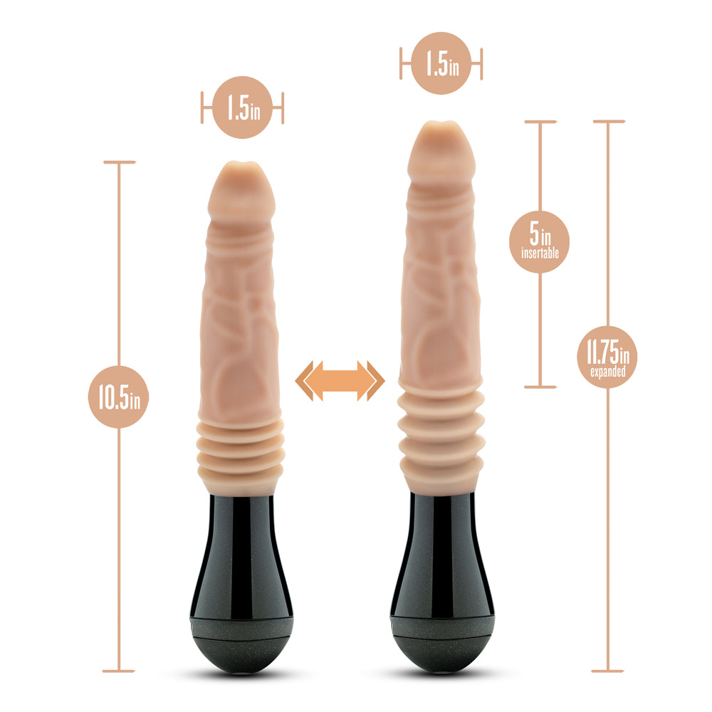 BLUSH - DR. SKIN SILICONE DR. KNIGHT 10.5 IN. THRUSTING, GYRATING & VIBRATING DILDO WITH HANDLE BEIGE