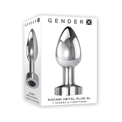 GENDER X - ROCKIN' METAL PLUG XL RECHARGEABLE VIBRATING ANAL PLUG ALUMINUM SILVER