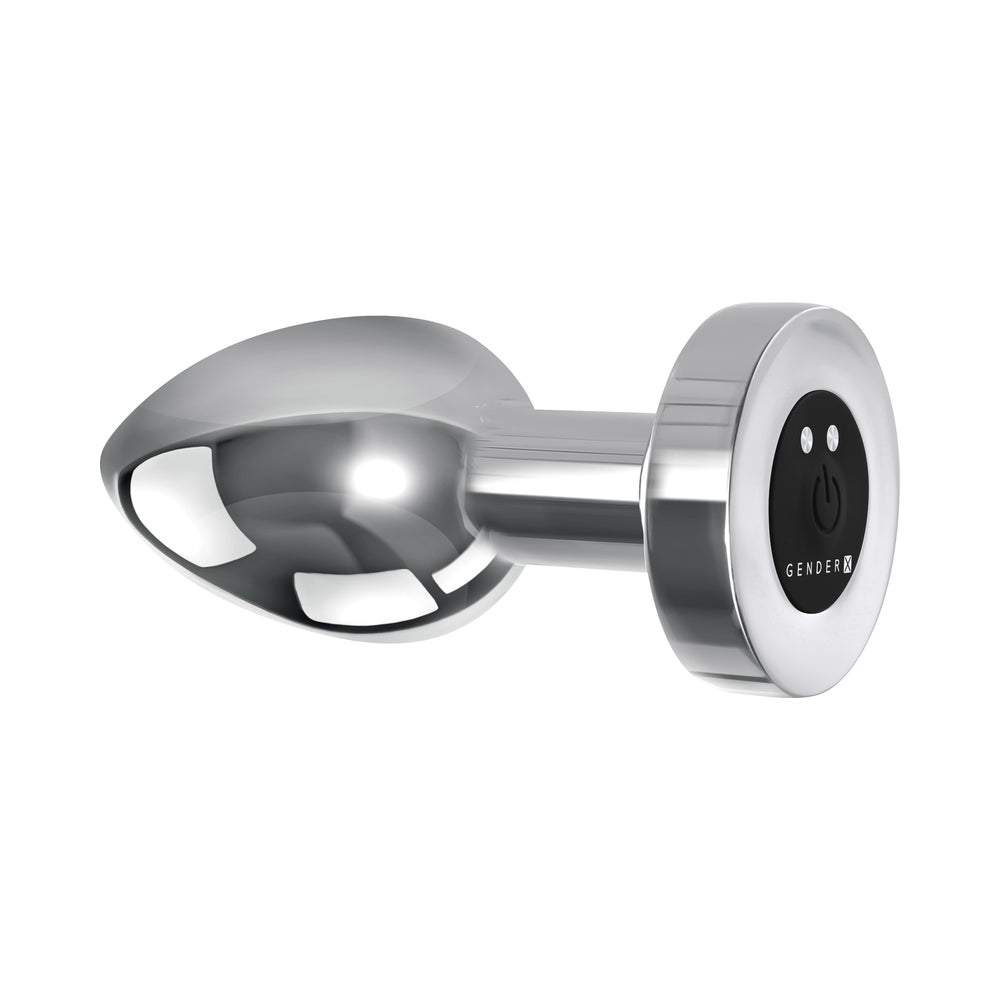 GENDER X - ROCKIN' METAL PLUG XL RECHARGEABLE VIBRATING ANAL PLUG ALUMINUM SILVER