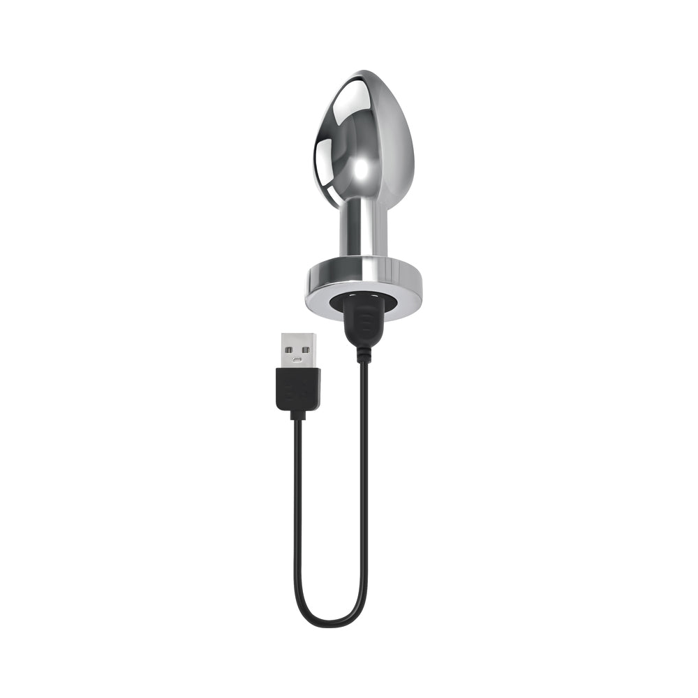 GENDER X - ROCKIN' METAL PLUG XL RECHARGEABLE VIBRATING ANAL PLUG ALUMINUM SILVER