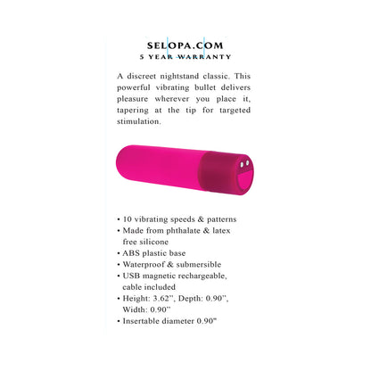 SELOPA - VIBRADOR BULLET RECARREGÁVEL EM SILICONE TINY TEMPTATION COR-DE-ROSA
