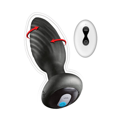 NASSTOYS - ASS-SATION REMOTE VIBRATING AND ROTATING ANAL PLUG BLACK