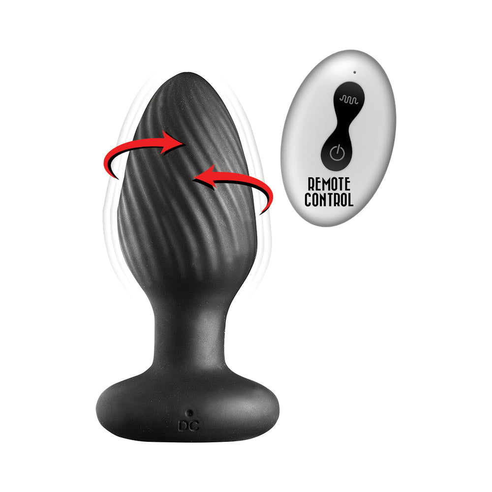 NASSTOYS - ASS-SATION REMOTE VIBRATING AND ROTATING ANAL PLUG BLACK