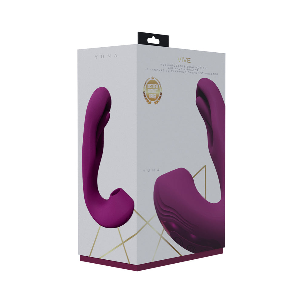 SHOTS - VIVE YUNA RECHARGEABLE DUAL MOTOR AIRWAVE VIBRATOR WITH G SPOT FLAPPING STIMULATOR