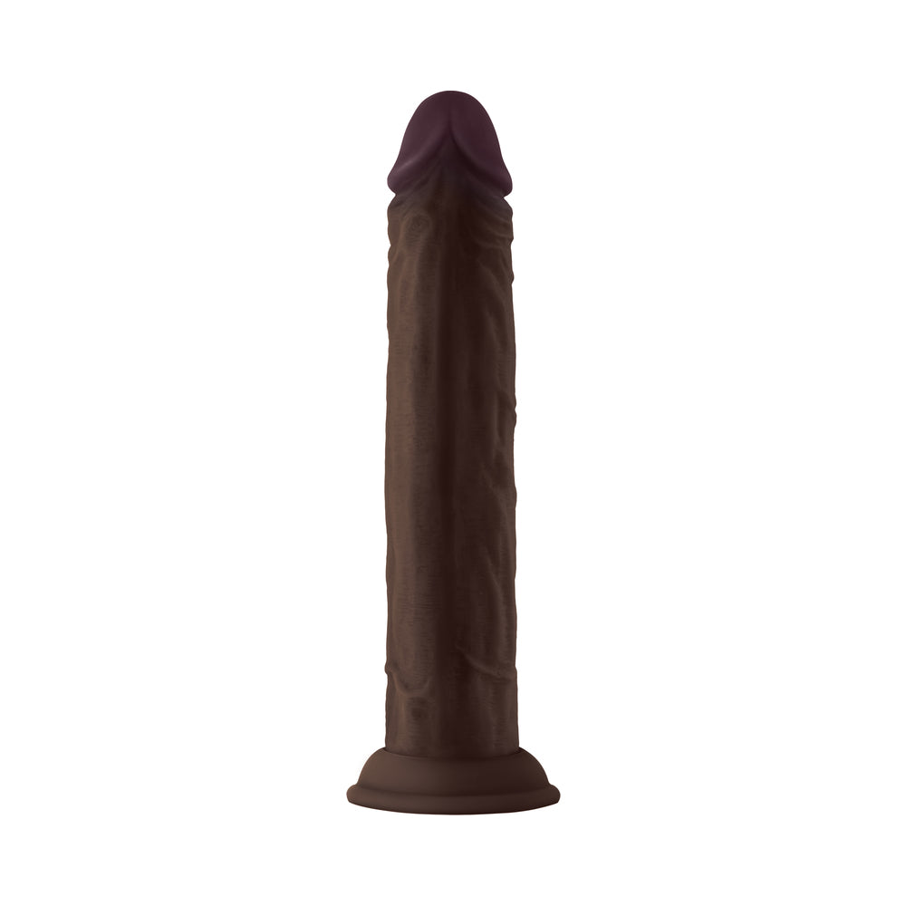 EIXO - MODELO J: DILDO DE SILICONE DE DENSIDADE DUPLA DE 9,5 POL. MOGNO