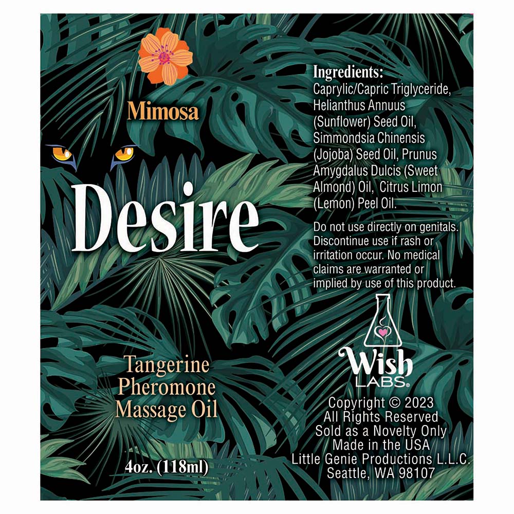LITTLE GENIE - DESIRE PHEROMONE MASSAGE OIL TANGERINE 4 OZ.