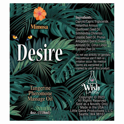 LITTLE GENIE - DESIRE PHEROMONE MASSAGE OIL TANGERINE 4 OZ.