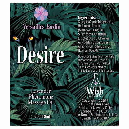 LITTLE GENIE - DESIRE PHEROMONE MASSAGE OIL LAVENDER 4 OZ.