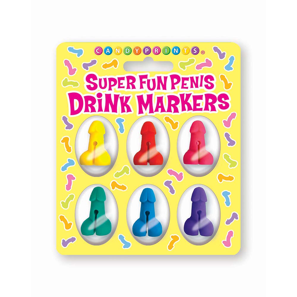 LITTLE GENIE - MARCADORES DE BEBIDA SUPER DIVERTIDOS EM FORMA DE PÉNIS - CONJUNTO DE 6 PEÇAS