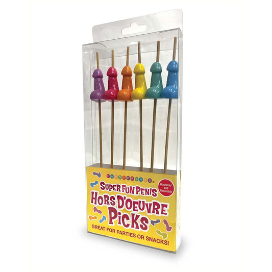 LITTLE GENIE - CONJUNTO DE 6 PICOS PARA PETISCOS EM FORMA DE PÉNIS SUPER DIVERTIDOS