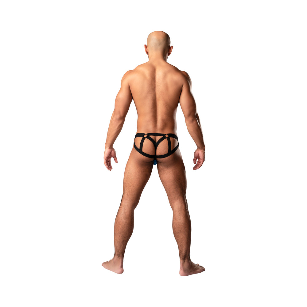 MALE POWER - KALEIDICKSCOPE STRAPPY RING JOCK AZUL-CEU L/XL