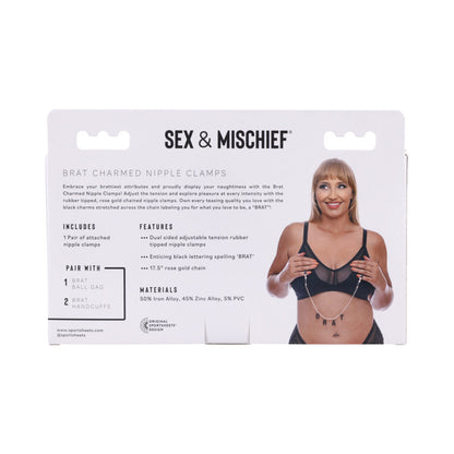SPORTSHEETS - PINÇAS PARA MAMILOS SEX & MISCHIEF BRAT CHARMED