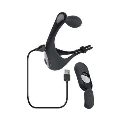 GENDER X - BACK IT UP RECHARGEABLE LASSO C-RING AND PLUG WITH REMOTE SILICONE BLACK