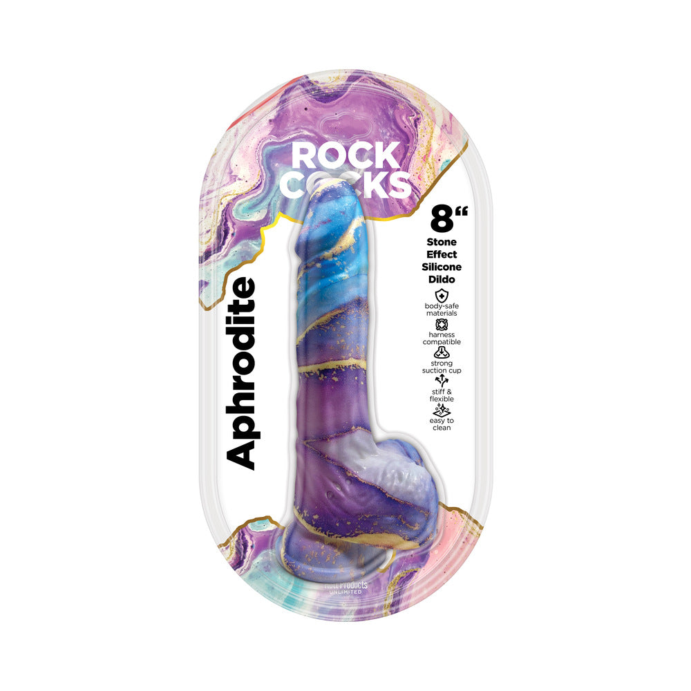 HOTT PRODUCTS - ROCK COCKS DILDO EM SILICONE MÁRMORE AFRODITE 8 POL.